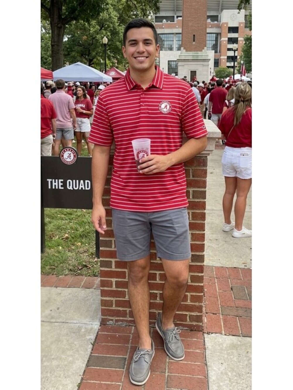 Champion Alabama Crimson Tide Men's L Crimson Striped NCAA Golf Polo Gameday